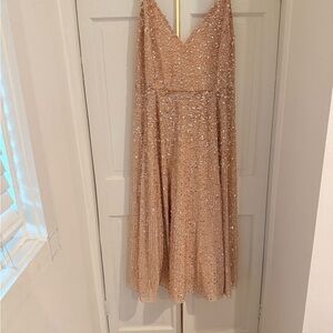 ASOS Sparkling Backless Dress in Gold